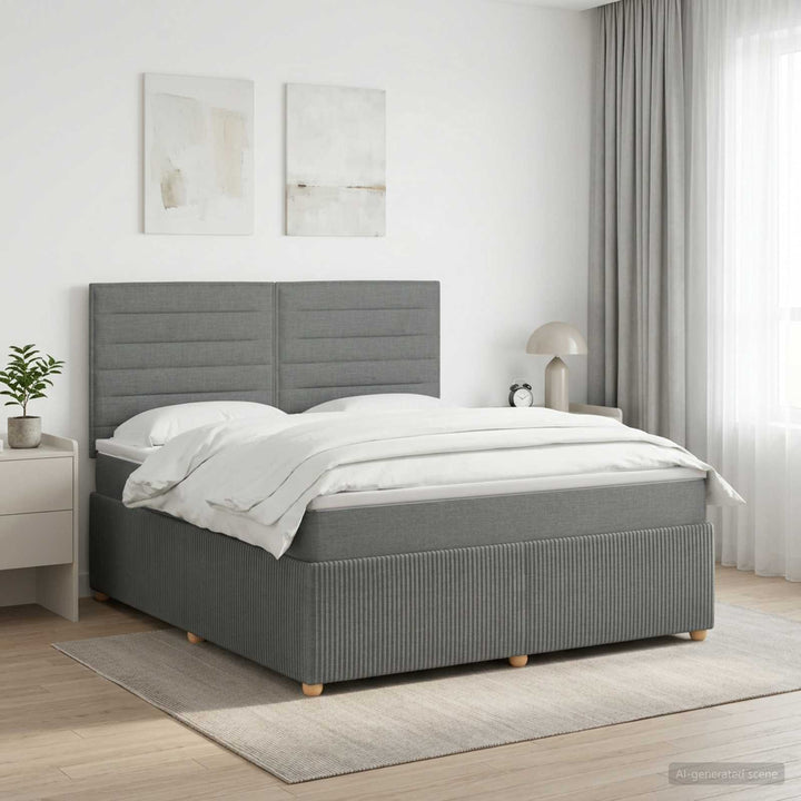 Boxmadras med topmadras Mørkegrå 140 x 190 cm Stof