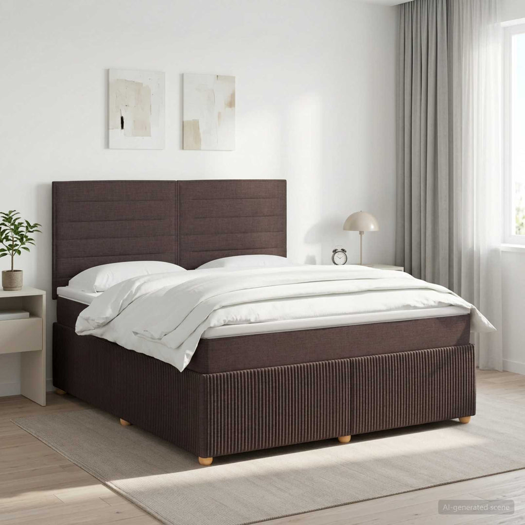 Boxmadras med topmadras Mørk Brun 180 x 200 cm Stof