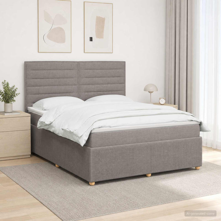 Boxmadras med topmadras Gråbrun 140 x 200 cm Stof