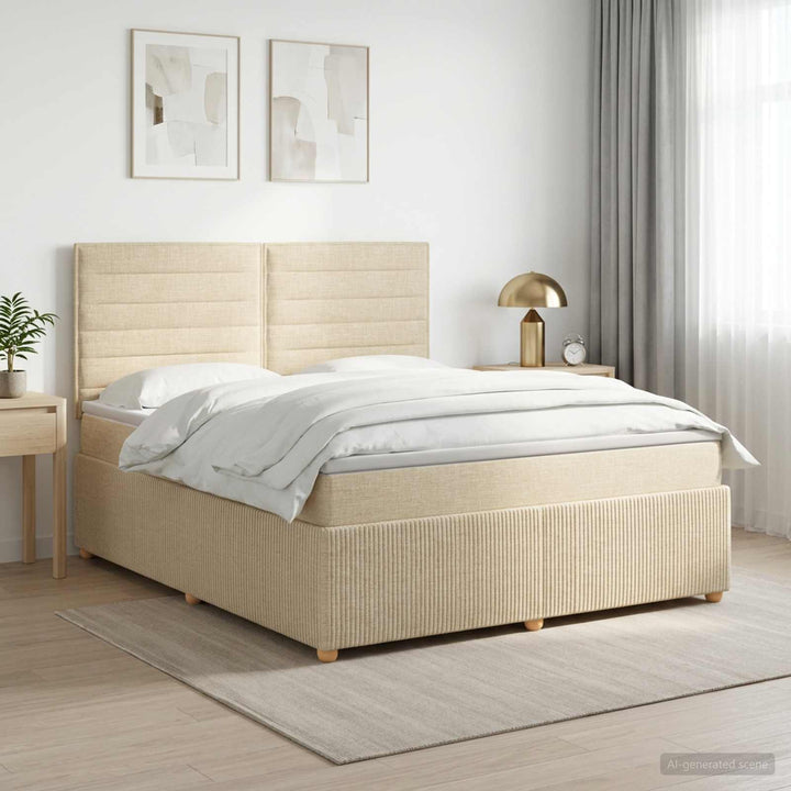 Boxmadras med topmadras Cremefarvet 140 x 200 cm Stof