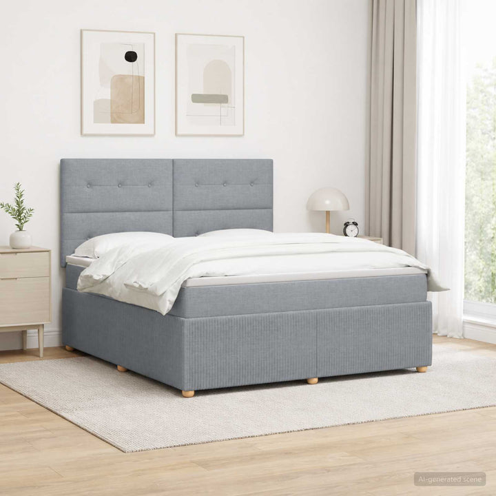 Boxmadras med topmadras Lysegrå 140 x 190 cm Stof