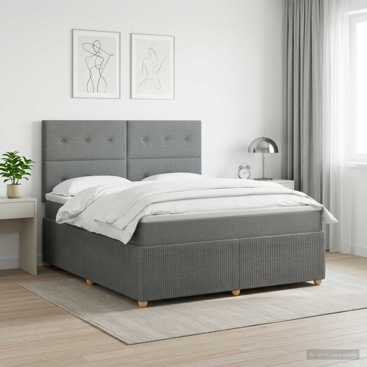 Boxmadras med topmadras Mørkegrå 160 x 200 cm Stof