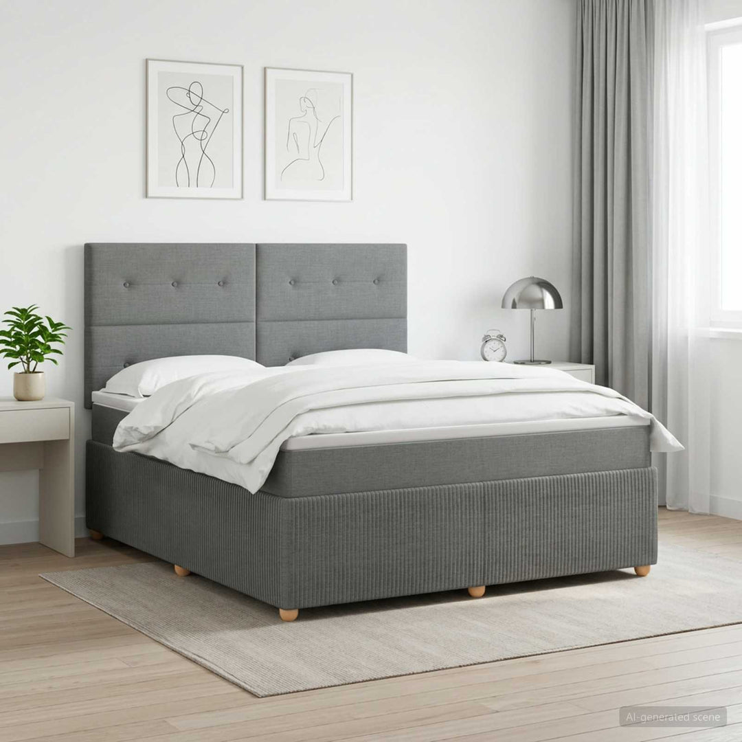 Boxmadras med topmadras Mørkegrå 180 x 200 cm Stof