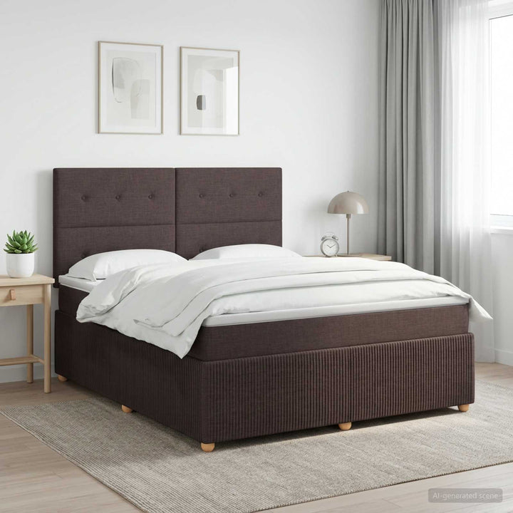 Boxmadras med topmadras Mørk Brun 140 x 190 cm Stof