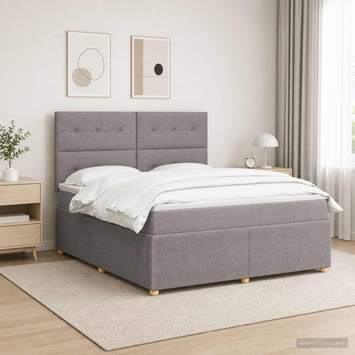 Boxmadras med topmadras Gråbrun 140 x 190 cm Stof