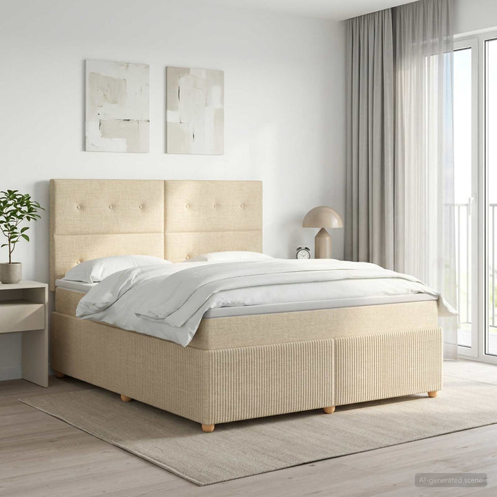 Boxmadras med topmadras Cremefarvet 180 x 200 cm Stof