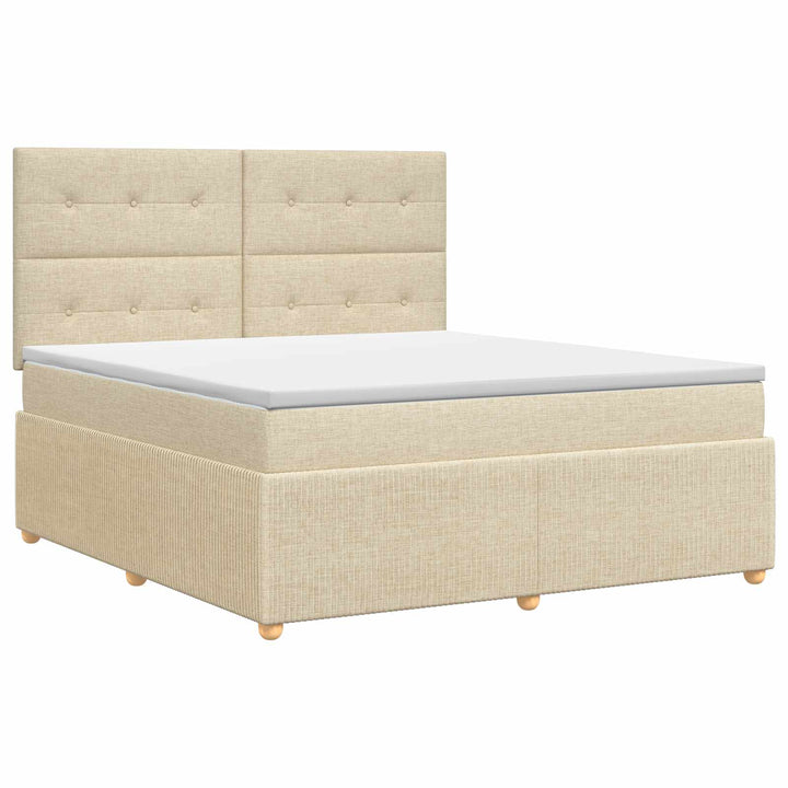 Boxmadras med topmadras Cremefarvet 180 x 200 cm Stof