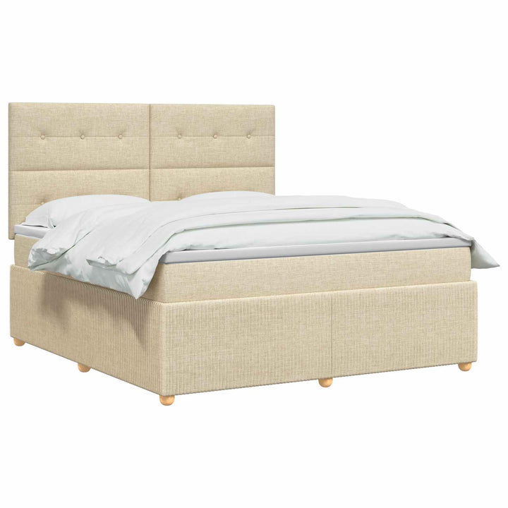 Boxmadras med topmadras Cremefarvet 180 x 200 cm Stof