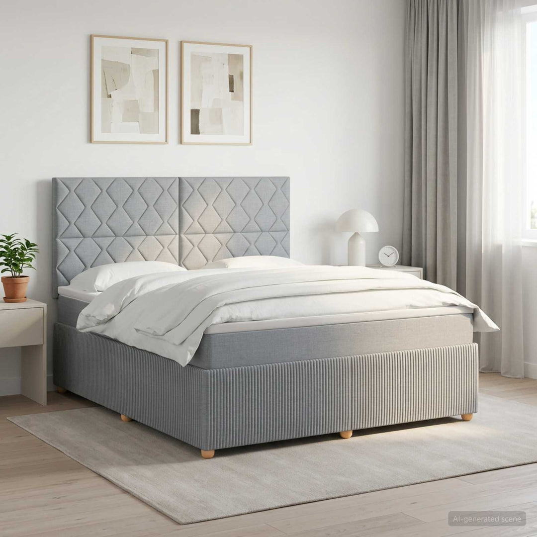 Boxmadras med topmadras Lysegrå 160 x 200 cm Stof