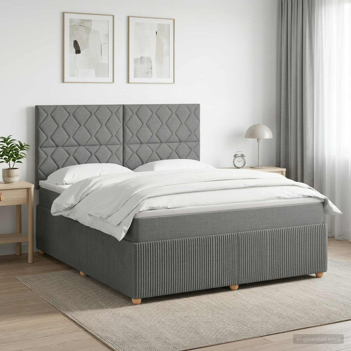 Boxmadras med topmadras Mørkegrå 140 x 190 cm Stof