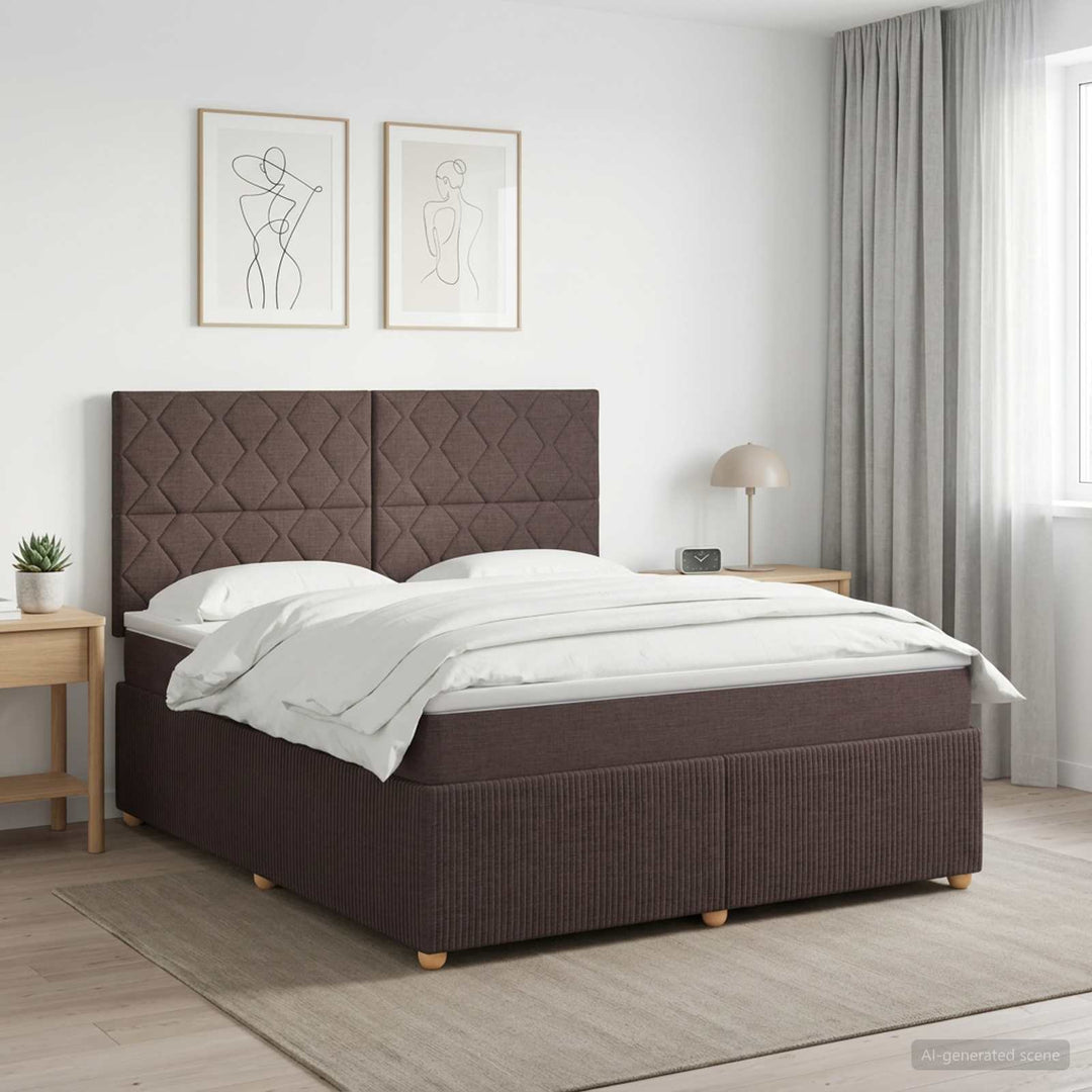 Boxmadras med topmadras Mørk Brun 140 x 190 cm Stof