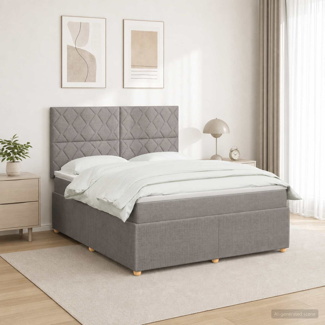 Boxmadras med topmadras Gråbrun 160 x 200 cm Stof