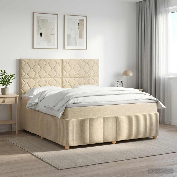 Boxmadras med topmadras Cremefarvet 140 x 200 cm Stof