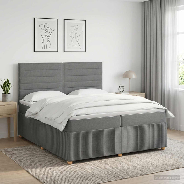 Boxmadras med topmadras Mørkegrå 200 x 200 cm Stof