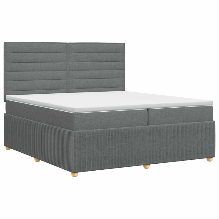 Boxmadras med topmadras Mørkegrå 200 x 200 cm Stof