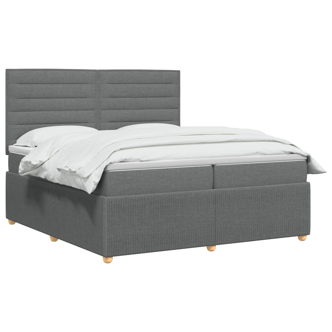 Boxmadras med topmadras Mørkegrå 200 x 200 cm Stof
