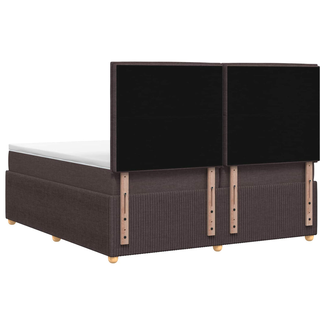 Boxmadras med topmadras Mørk Brun 200 x 200 cm Stof
