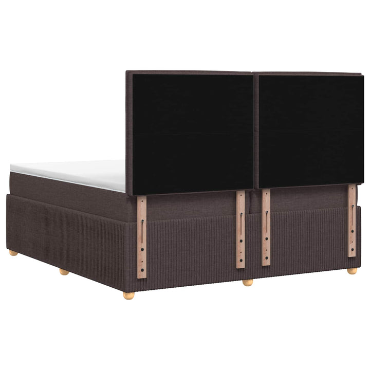 Boxmadras med topmadras Mørk Brun 200 x 200 cm Stof