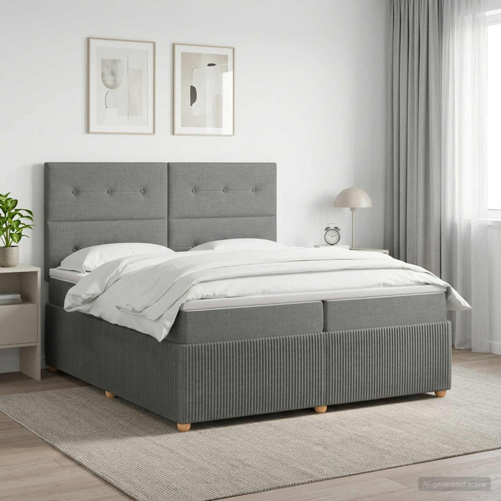 Boxmadras med topmadras Mørkegrå 200 x 200 cm Stof