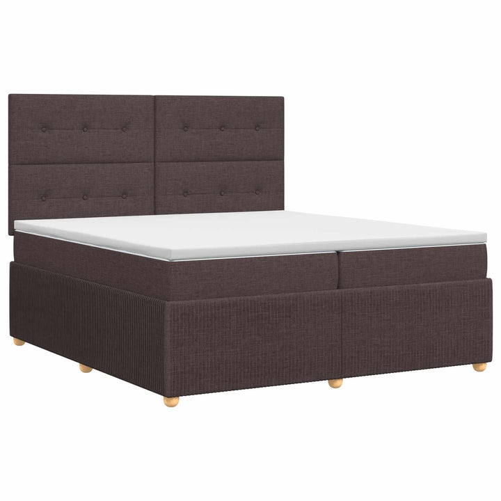Boxmadras med topmadras Mørk Brun 200 x 200 cm Stof