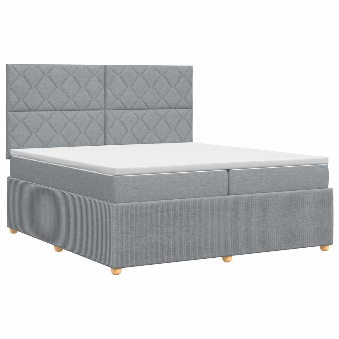 Boxmadras med topmadras Lysegrå 200 x 200 cm Stof