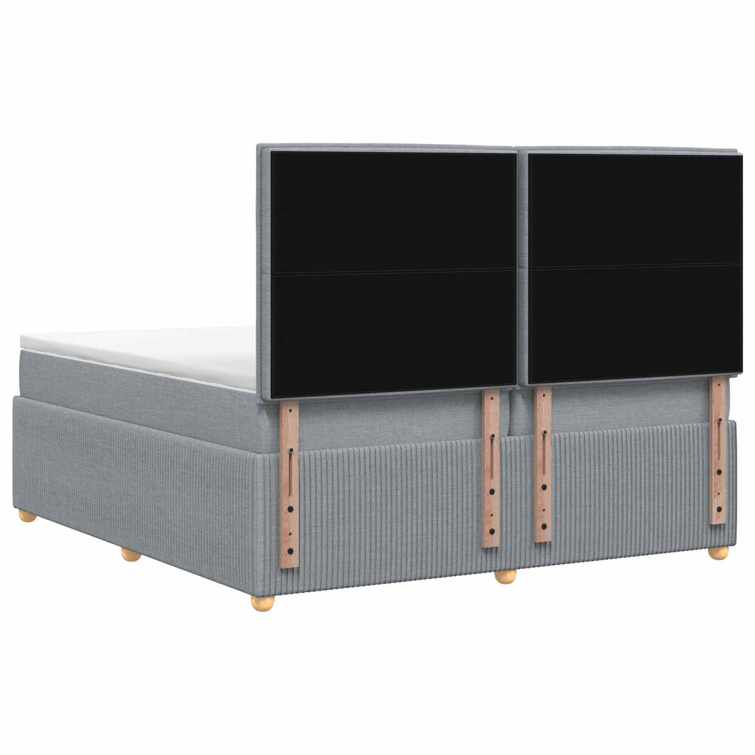 Boxmadras med topmadras Lysegrå 200 x 200 cm Stof