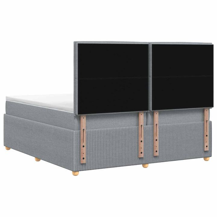 Boxmadras med topmadras Lysegrå 200 x 200 cm Stof