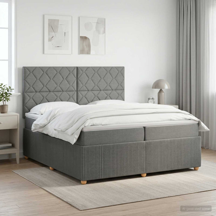 Boxmadras med topmadras Mørkegrå 200 x 200 cm Stof