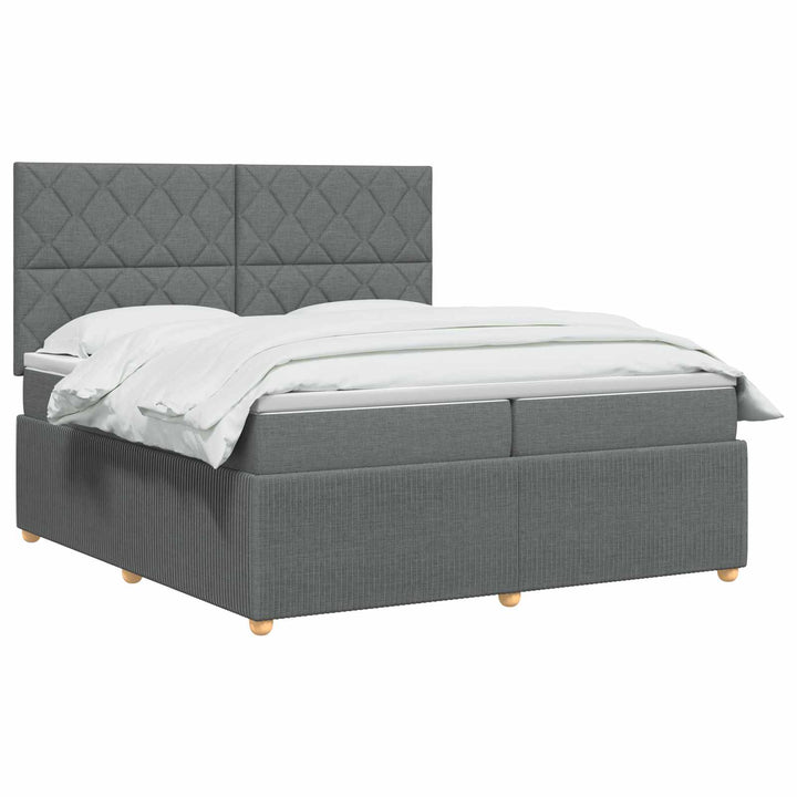 Boxmadras med topmadras Mørkegrå 200 x 200 cm Stof