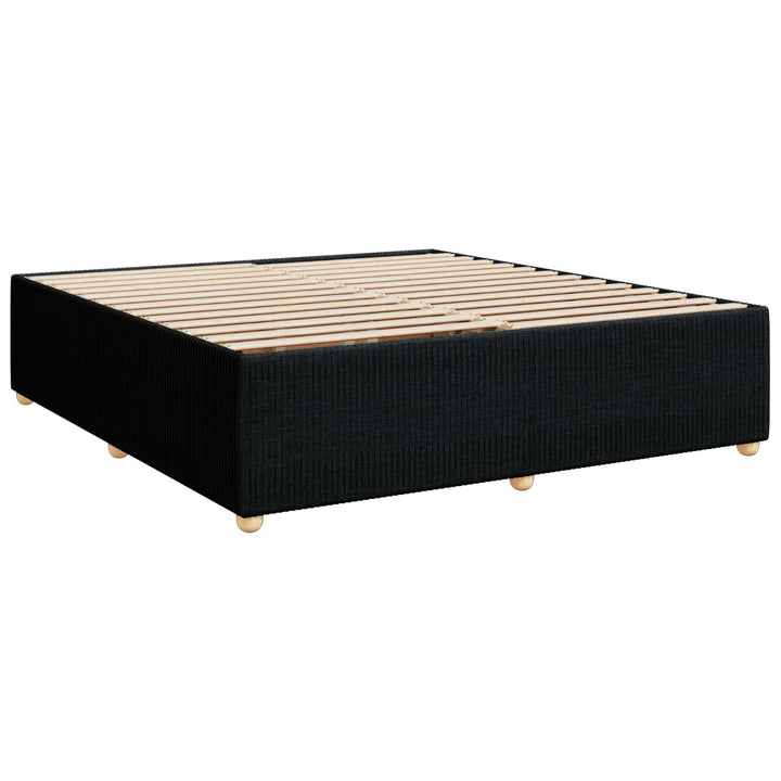 Boxmadras med topmadras med hovedgærde Sort 200 x 200 cm Stof