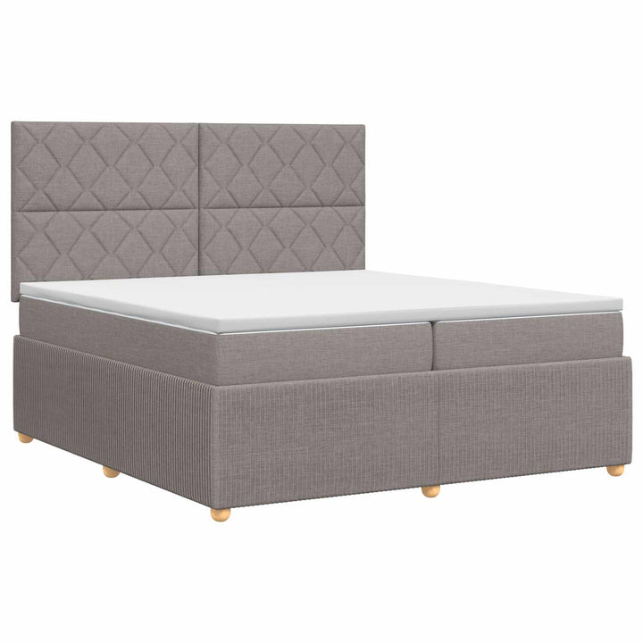 Boxmadras med topmadras Gråbrun 200 x 200 cm Stof