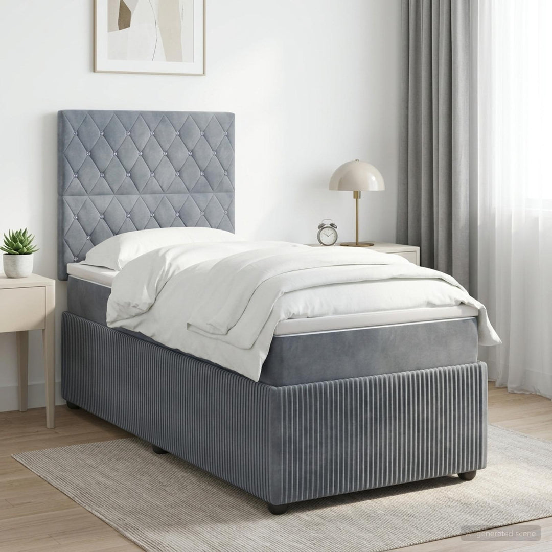 Boxmadras med topmadras Mørkegrå 80 x 200 cm Fløjl
