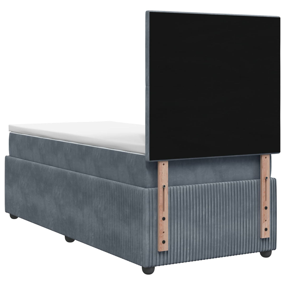 Boxmadras med topmadras Mørkegrå 80 x 200 cm Fløjl