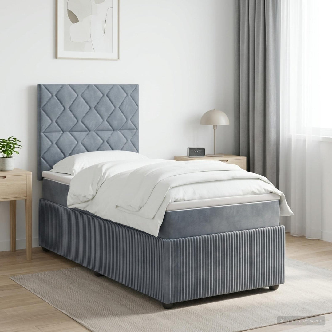 Boxmadras med topmadras Mørkegrå 80 x 200 cm Fløjl