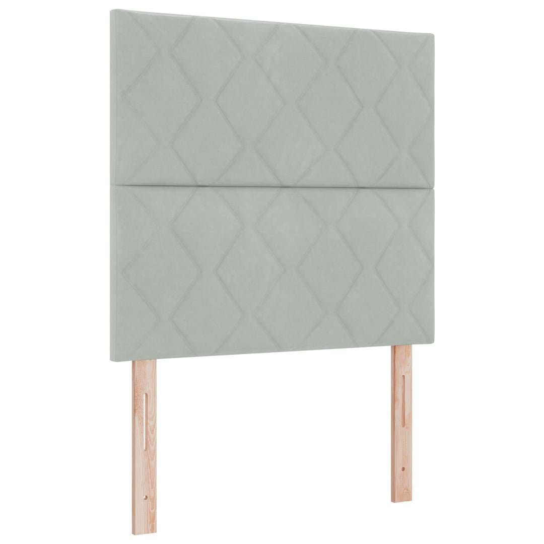 Boxmadras med topmadras Lysegrå 90 x 190 cm Fløjl
