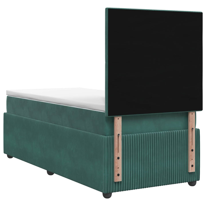 Boxmadras med topmadras Mørkegrøn 100 x 200 cm Fløjl