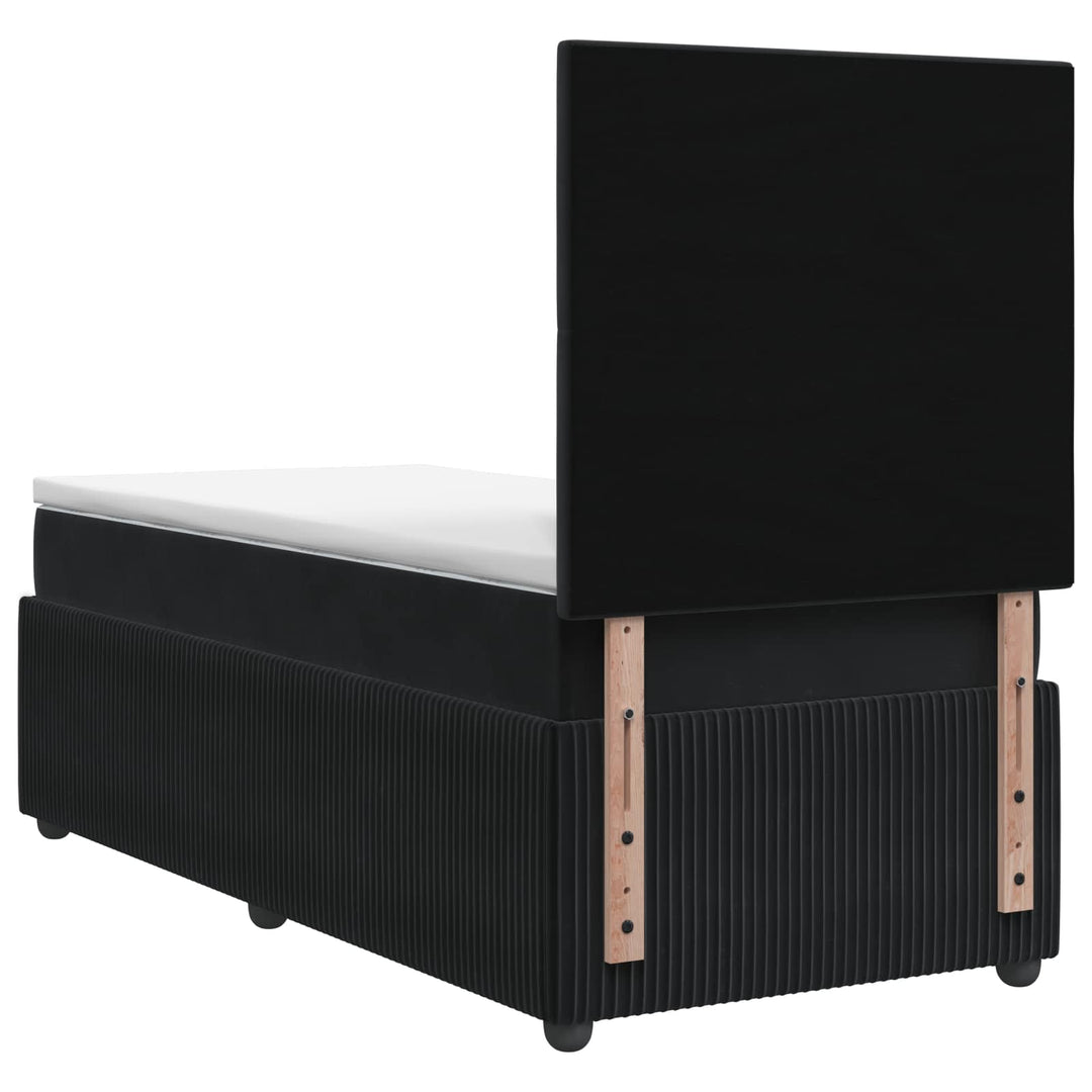Boxmadras med topmadras med hovedgærde Sort 100 x 200 cm Fløjl