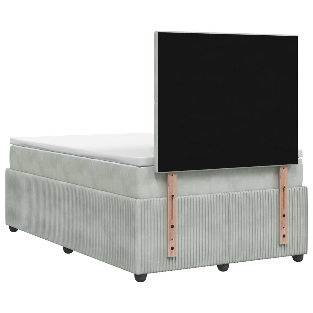 Boxmadras med topmadras Lysegrå 120 x 190 cm Fløjl