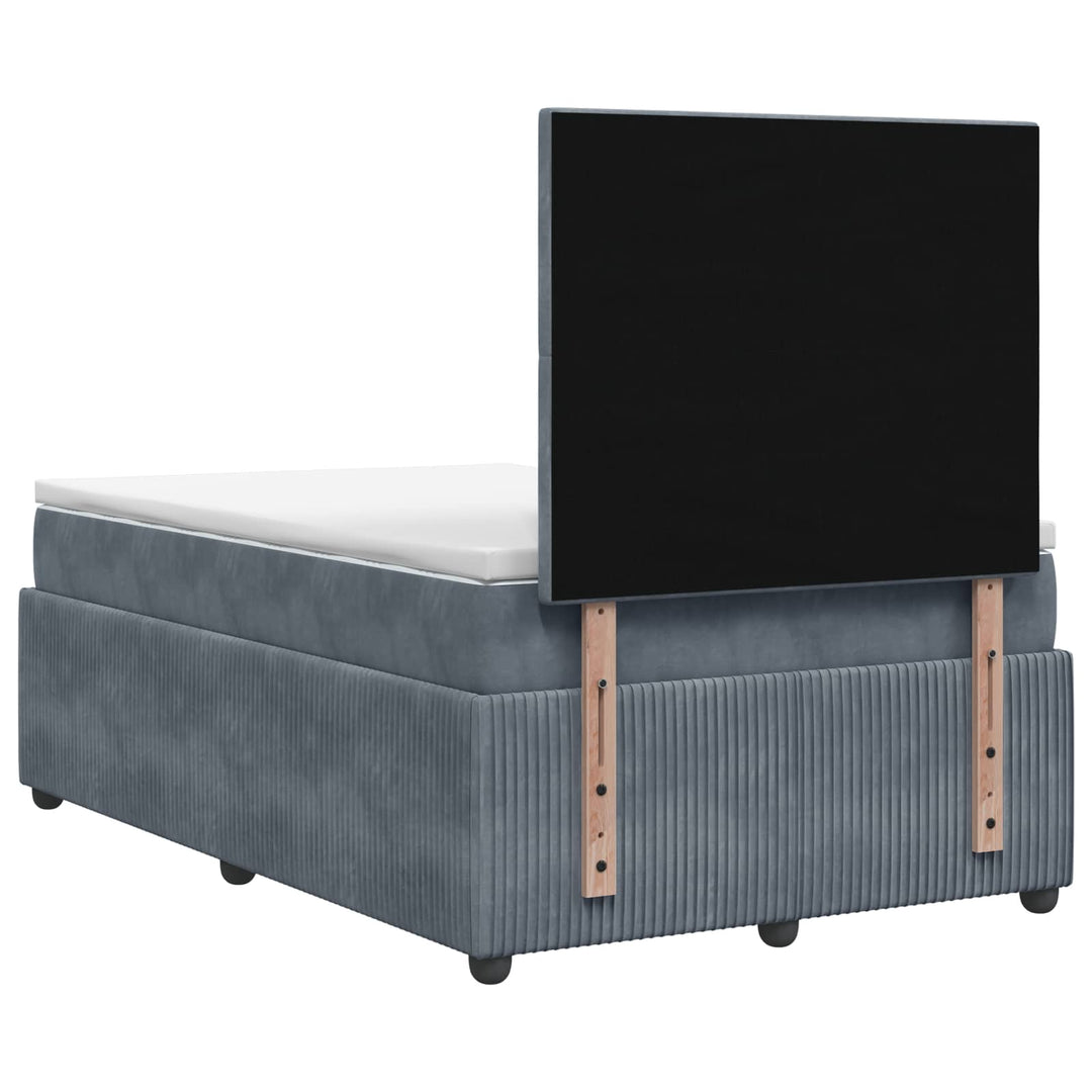 Boxmadras med topmadras Mørkegrå 120 x 190 cm Fløjl