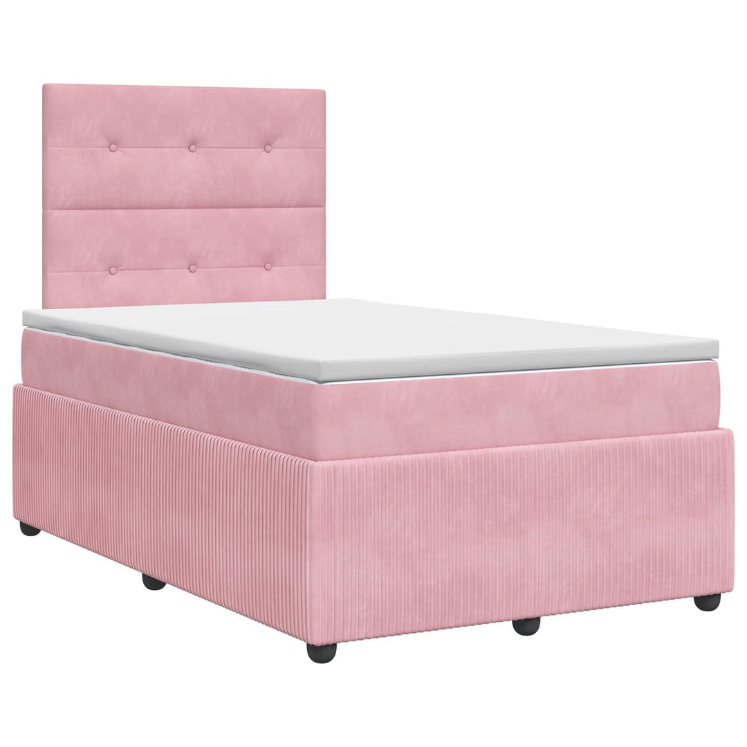 Boxmadras med topmadras Lyserød 120 x 190 cm Fløjl