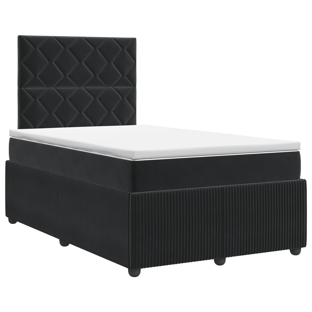 Boxmadras med topmadras med hovedgærde Sort 120 x 190 cm Fløjl
