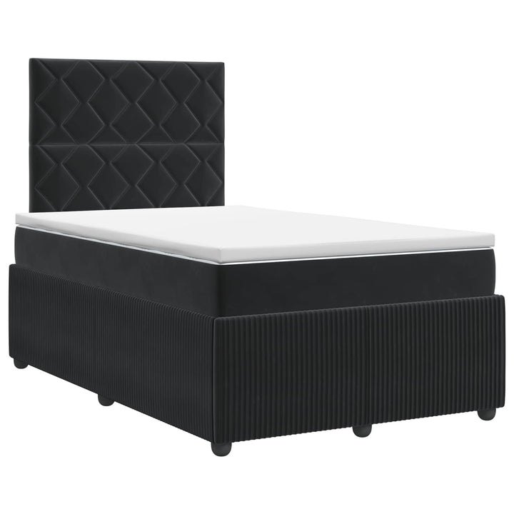 Boxmadras med topmadras med hovedgærde Sort 120 x 190 cm Fløjl
