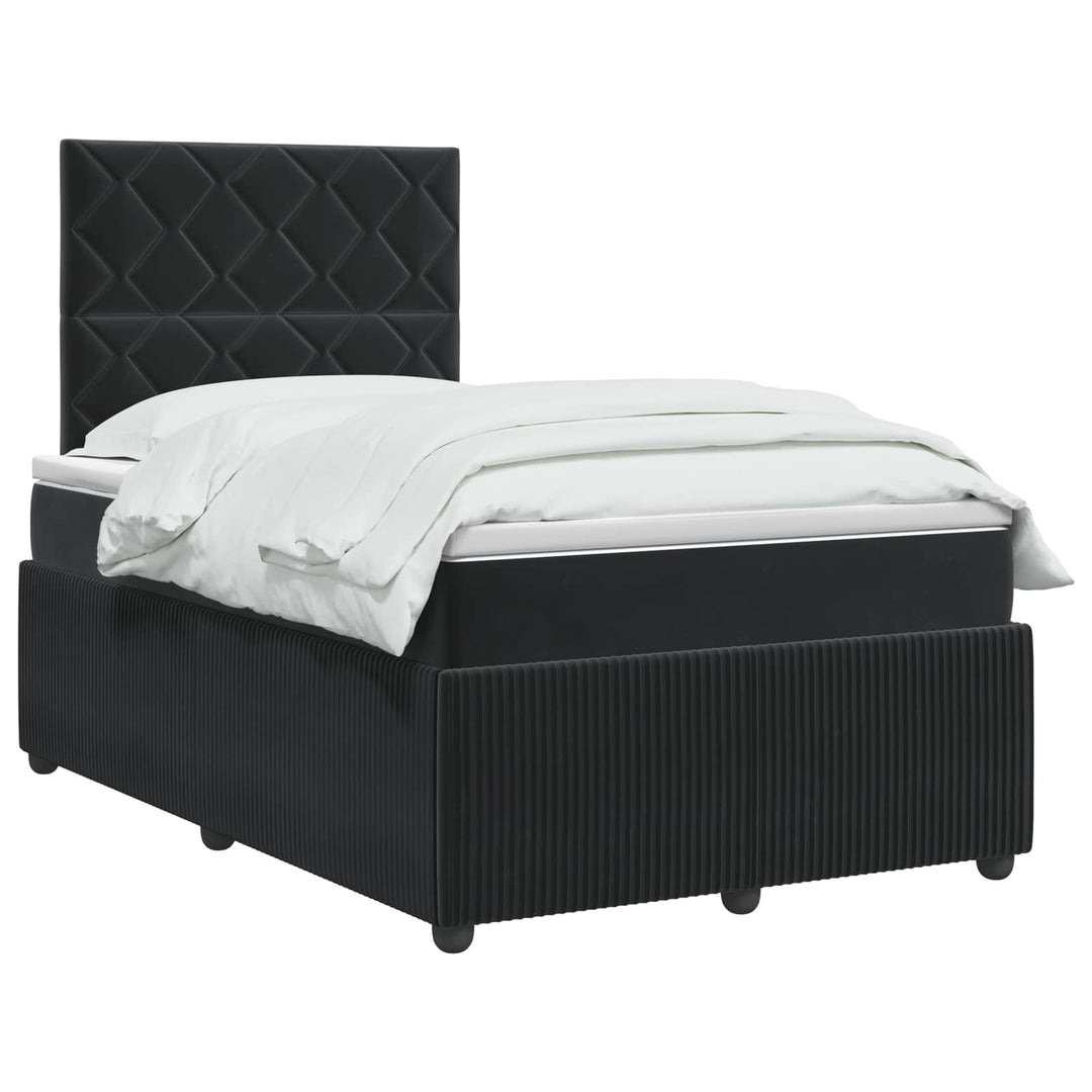 Boxmadras med topmadras med hovedgærde Sort 120 x 190 cm Fløjl
