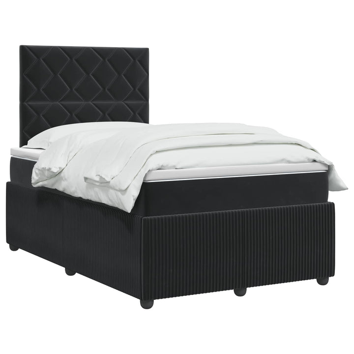 Boxmadras med topmadras med hovedgærde Sort 120 x 190 cm Fløjl