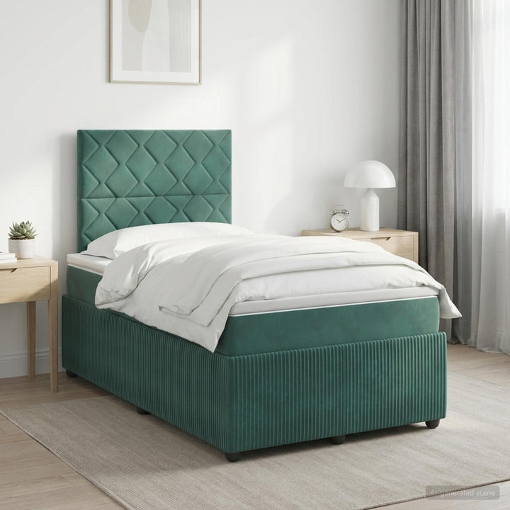 Boxmadras med topmadras Mørkegrøn 120 x 190 cm Fløjl