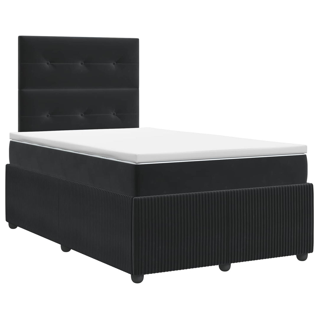 Boxmadras med topmadras med hovedgærde Sort 120 x 200 cm Fløjl