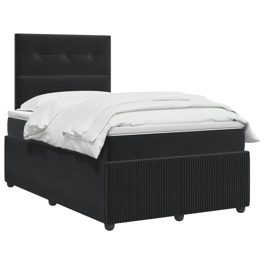 Boxmadras med topmadras med hovedgærde Sort 120 x 200 cm Fløjl