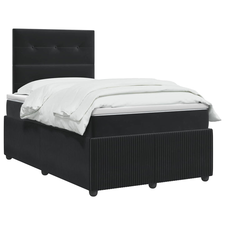 Boxmadras med topmadras med hovedgærde Sort 120 x 200 cm Fløjl