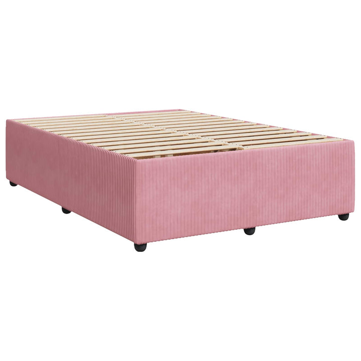 Boxmadras med topmadras Lyserød 160 x 200 cm Fløjl