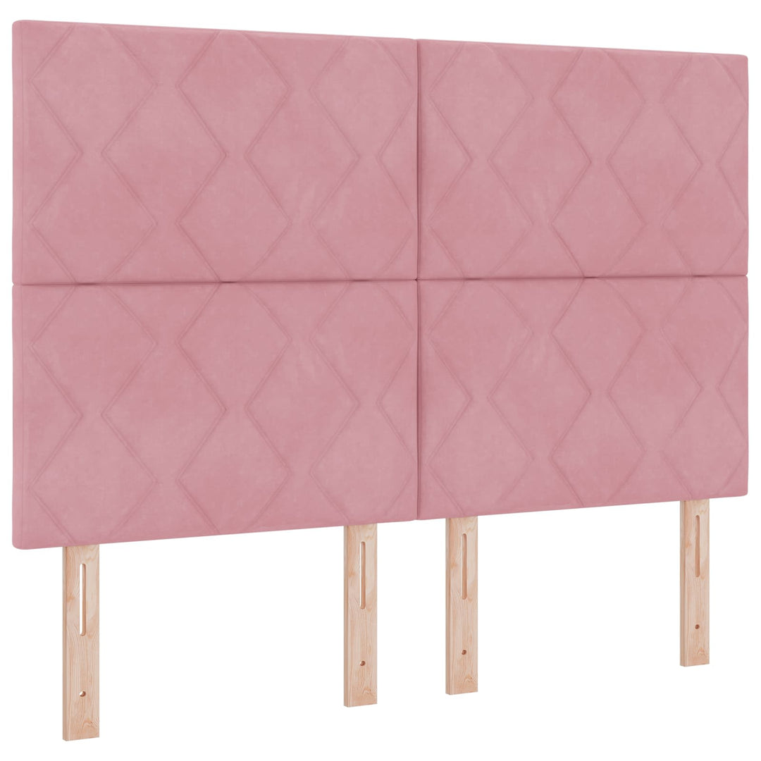 Boxmadras med topmadras Lyserød 160 x 200 cm Fløjl